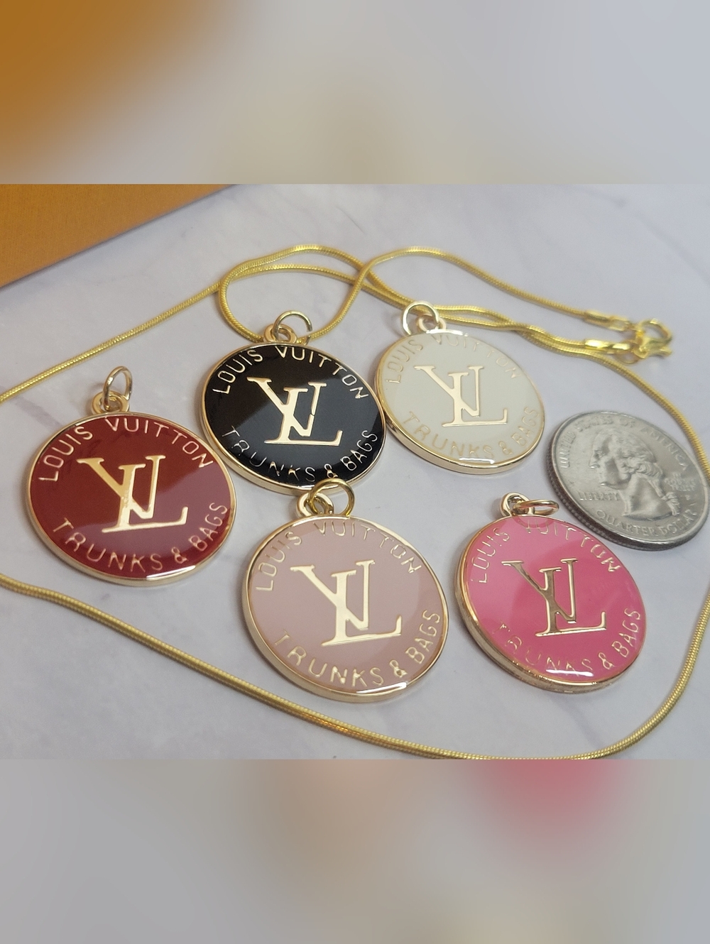 6 Piece Lot, Louis Vuitton Trunks &Bags & 18" Gold Plated Chain